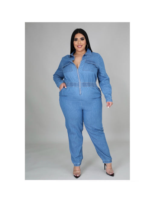 Curvy Babe Denim Jumpsuit