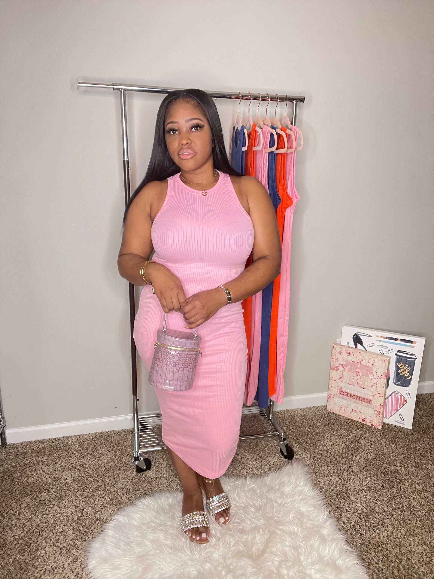 Coastal Pink Midi Dress (S-XL)